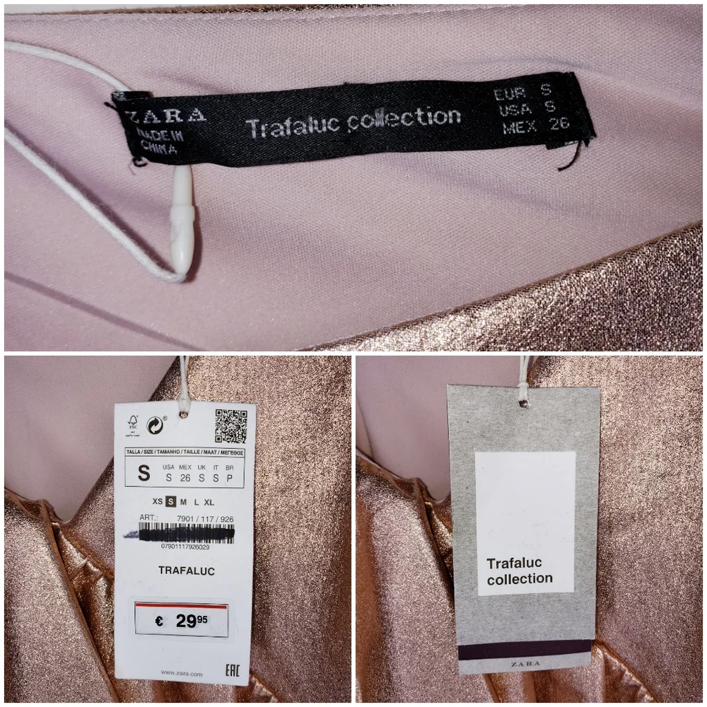 Zara Trafaluc Collection Ruffle Mini Dress Size Small ROSE GOLD Color - Picture 8 of 11